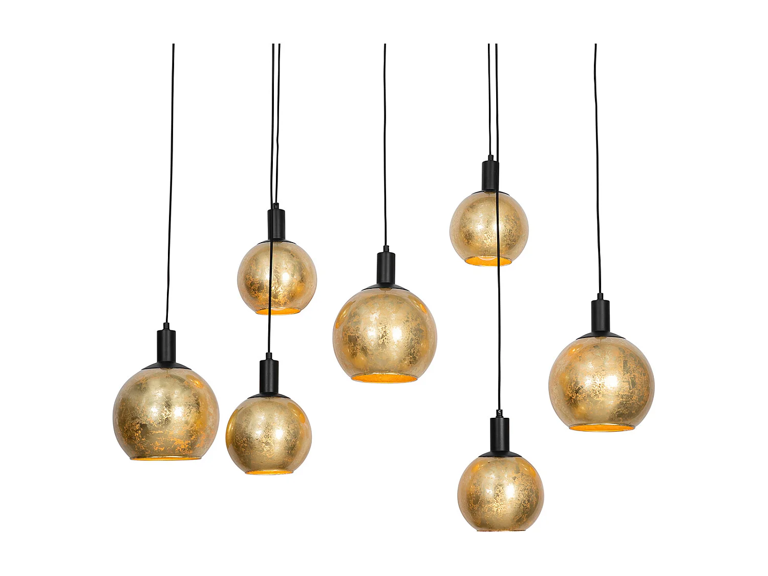Suspension design noire avec verre doré 7 lumières - Bert