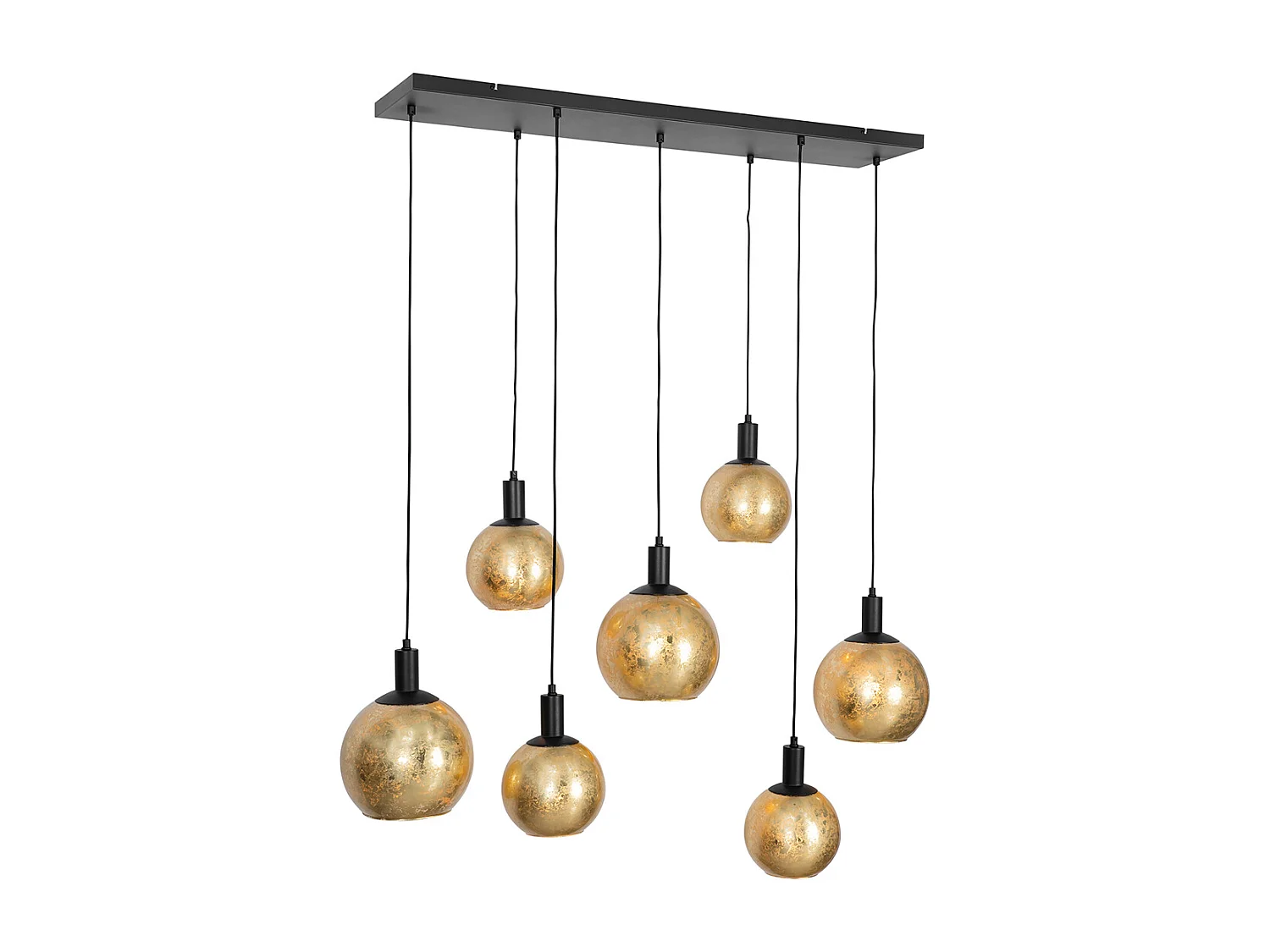 Suspension design noire avec verre doré 7 lumières - Bert