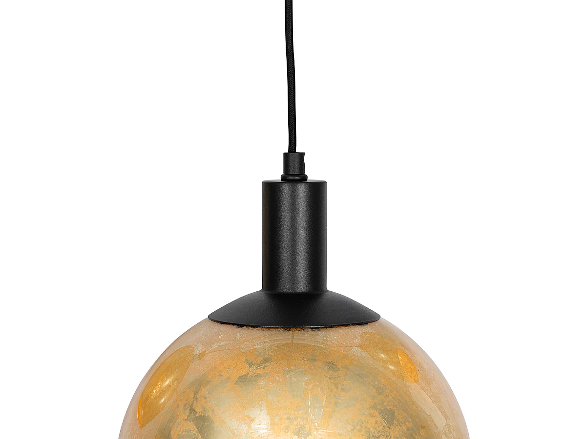 Suspension design noire avec verre doré 7 lumières - Bert