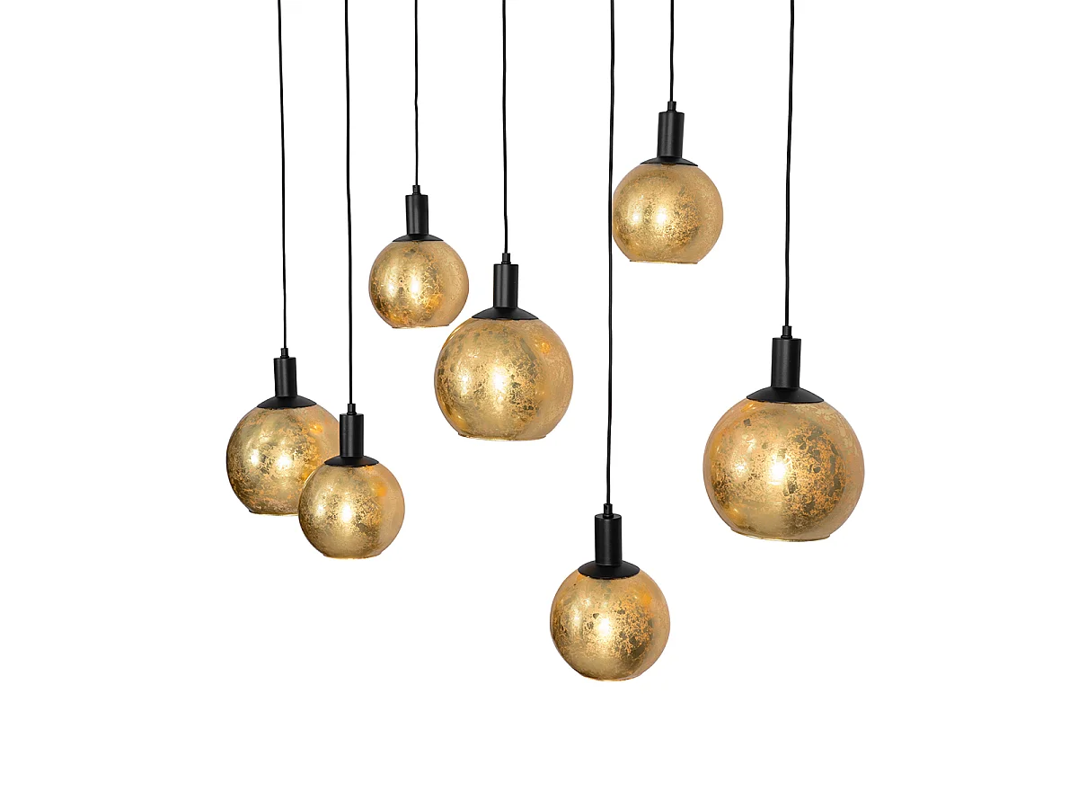 Suspension design noire avec verre doré 7 lumières - Bert