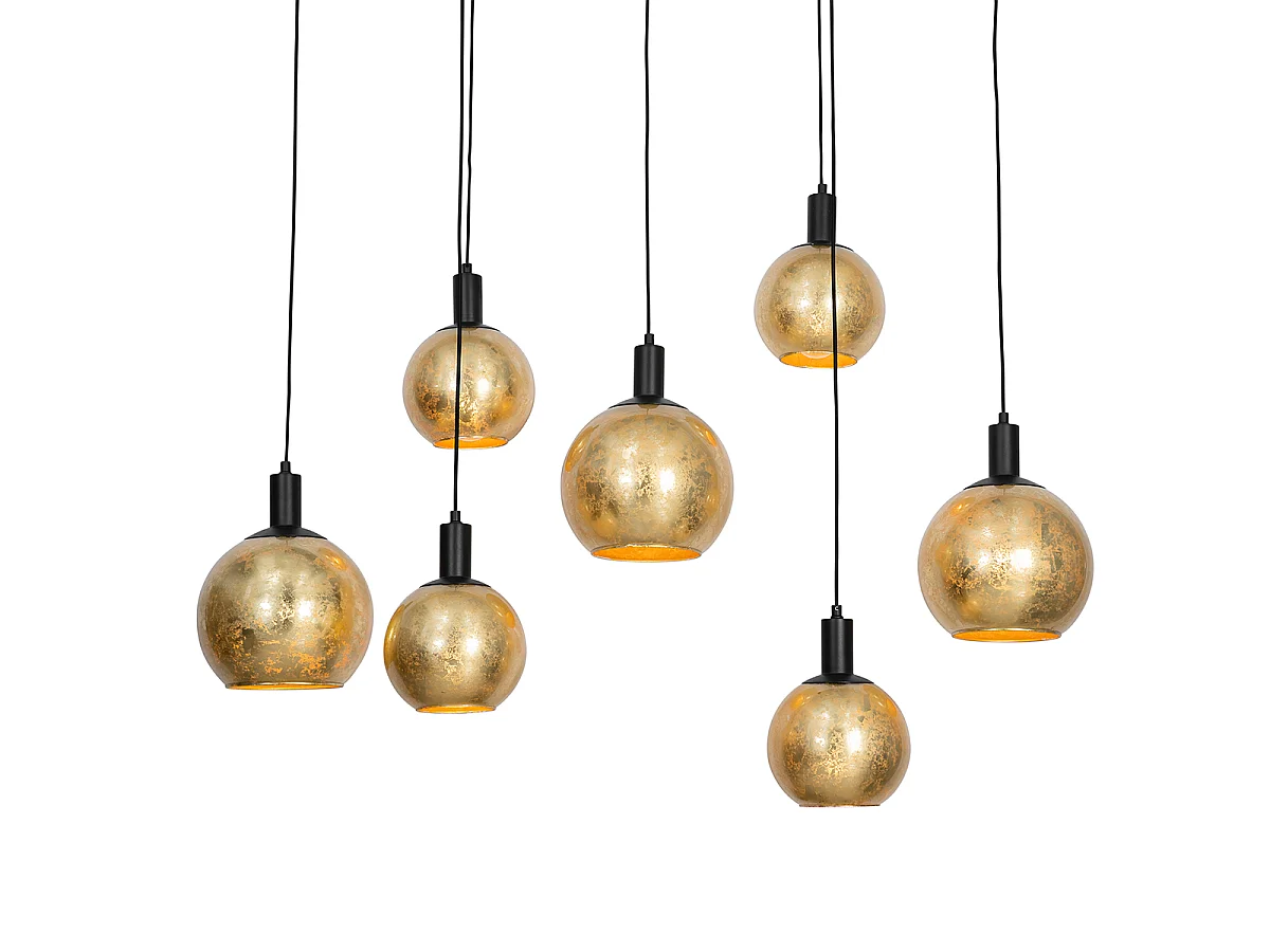 Suspension design noire avec verre doré 7 lumières - Bert