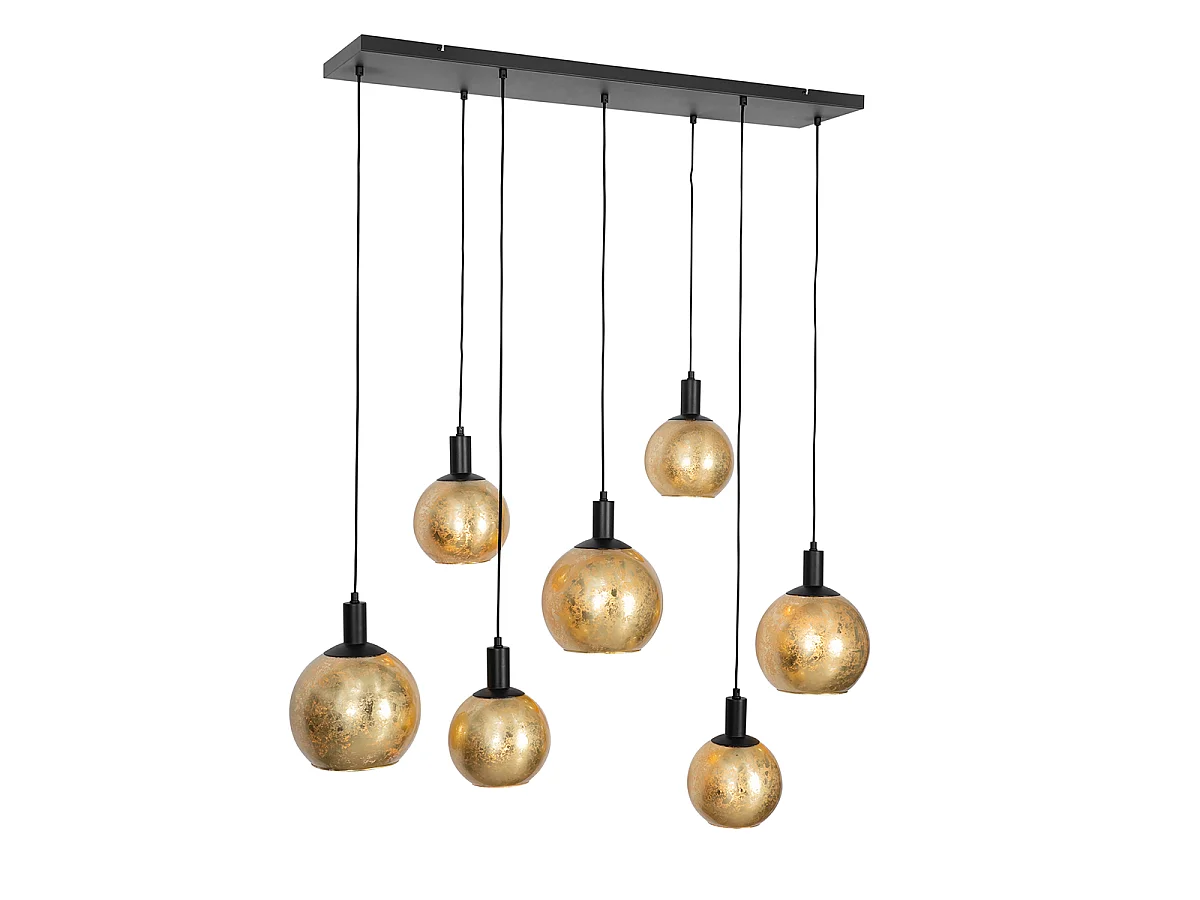 Suspension design noire avec verre doré 7 lumières - Bert