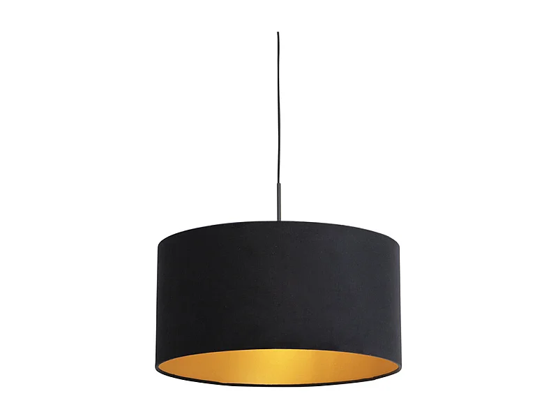 Suspension avec abat-jour en velours noir et or 50 cm - Combi