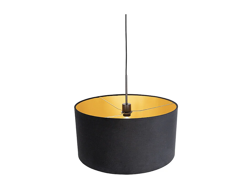 Suspension avec abat-jour en velours noir et or 50 cm - Combi