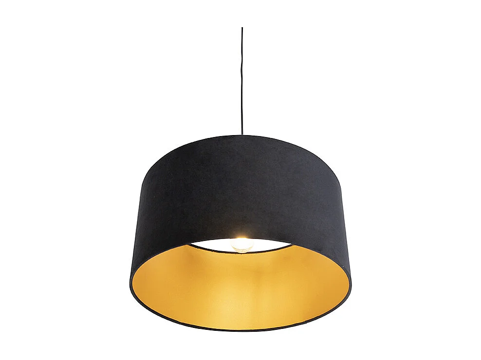 Suspension avec abat-jour en velours noir avec or 50 cm - Combi
