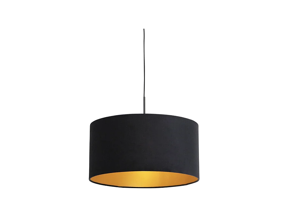 Suspension avec abat-jour en velours noir et or 50 cm - Combi