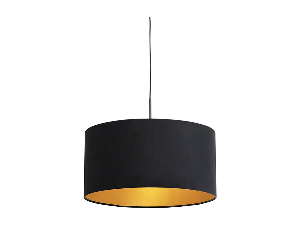 Suspension avec abat-jour en velours noir avec or 50 cm - Combi