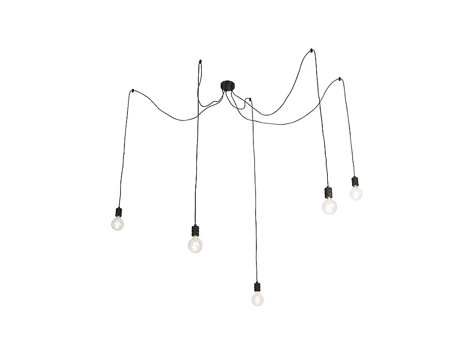 Lampe suspendue design noir 5 lumières - Cavalux