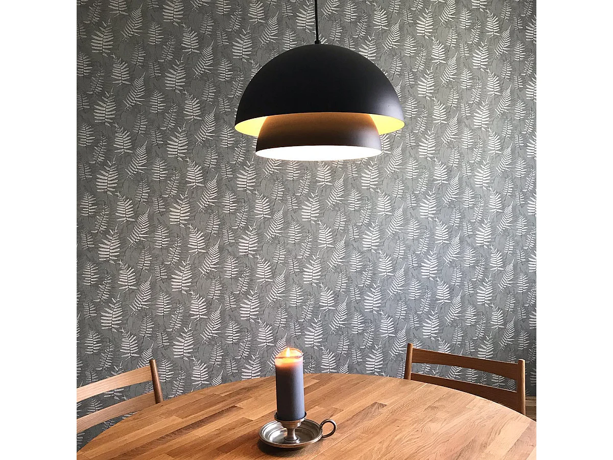 Lampe à suspension scandinave noire avec de l'or 2 couches - Claudius