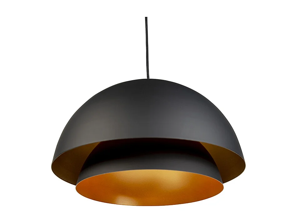 Lampe à suspension scandinave noire avec de l'or 2 couches - Claudius