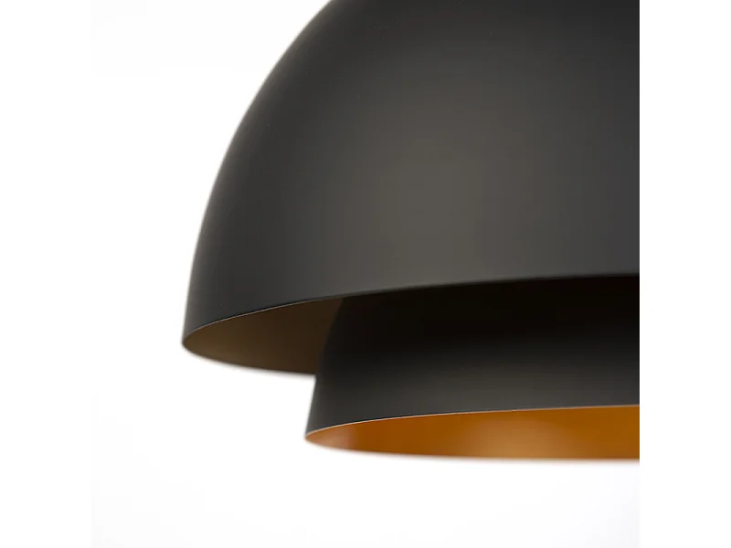 Lampe à suspension scandinave noire avec de l'or 2 couches - Claudius