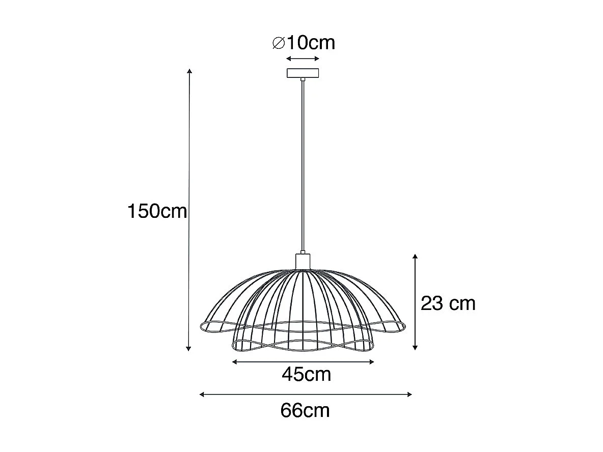 Suspension Design Noire avec Double Abat-jour 66cm - Pua