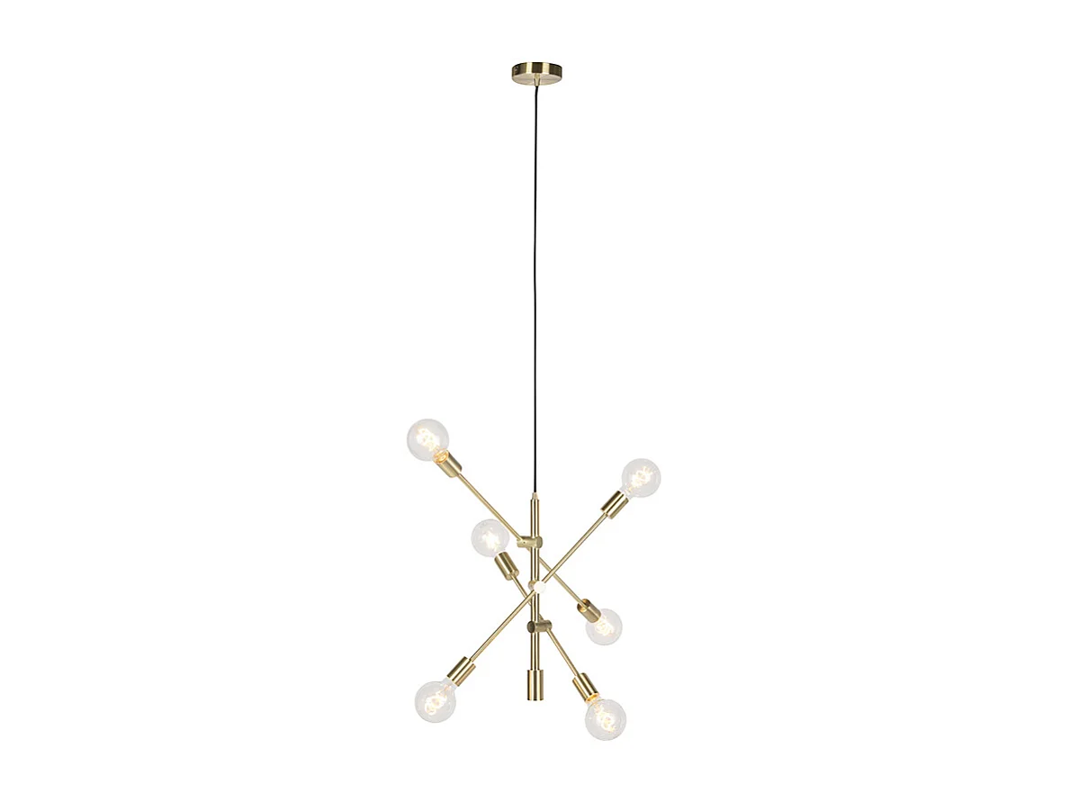 Suspension art déco laiton mat 6 lumières - Sydney