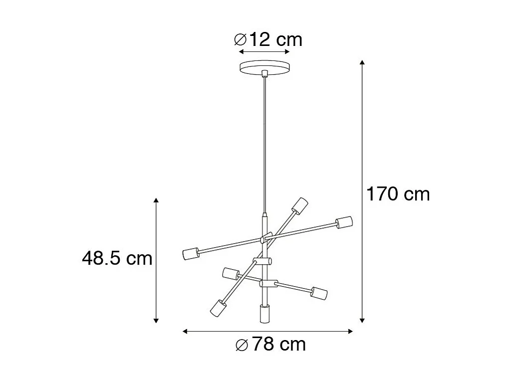 Suspension art déco laiton mat 6 lumières - Sydney