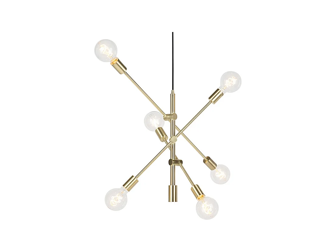 Suspension art déco laiton mat 6 lumières - Sydney