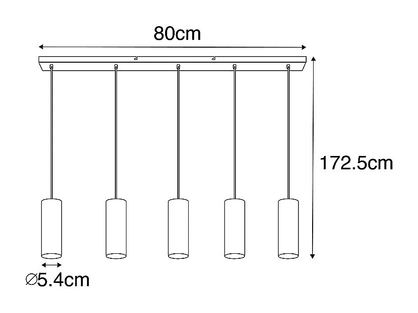 Suspension moderne en laiton 5 lumières - Jeana
