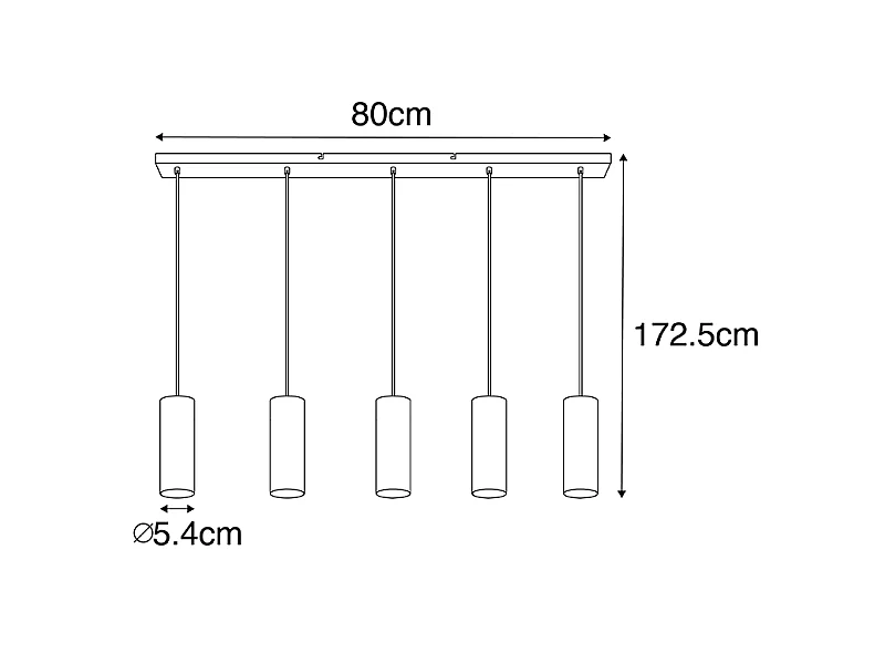Suspension moderne en laiton 5 lumières - Jeana