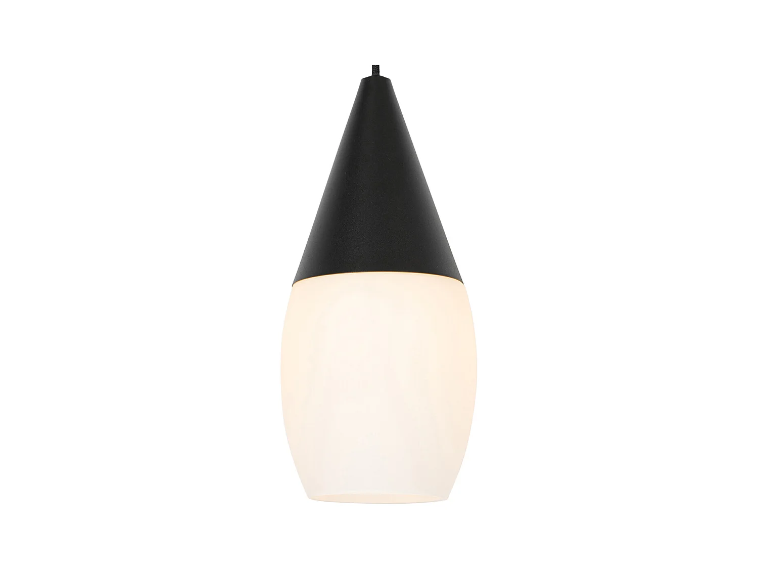 Lampe à suspension moderne noire avec verre opale 4 lumières - Drop