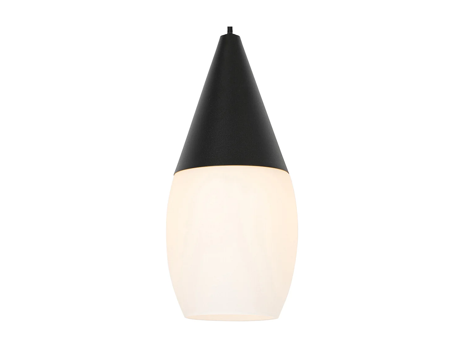 Lampe à suspension moderne noire avec verre opale 4 lumières - Drop