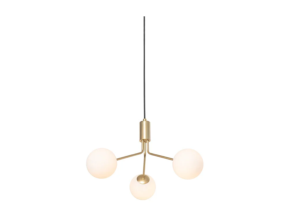 Suspension moderne or avec verre opale 3 lumières - Coby