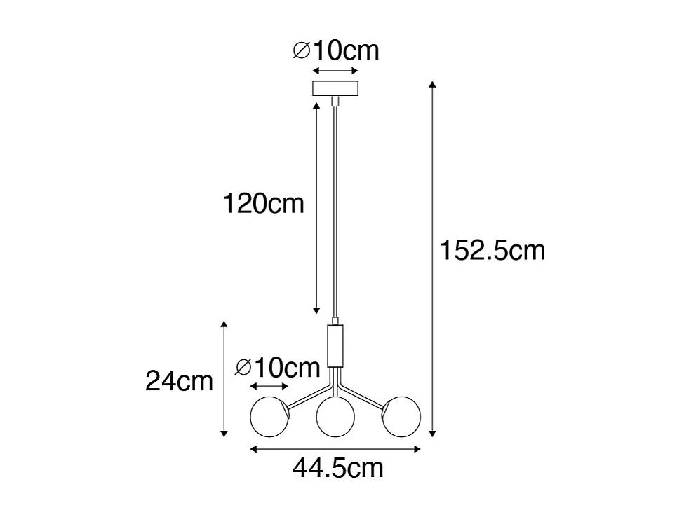 Suspension moderne or avec verre opale 3 lumières - Coby