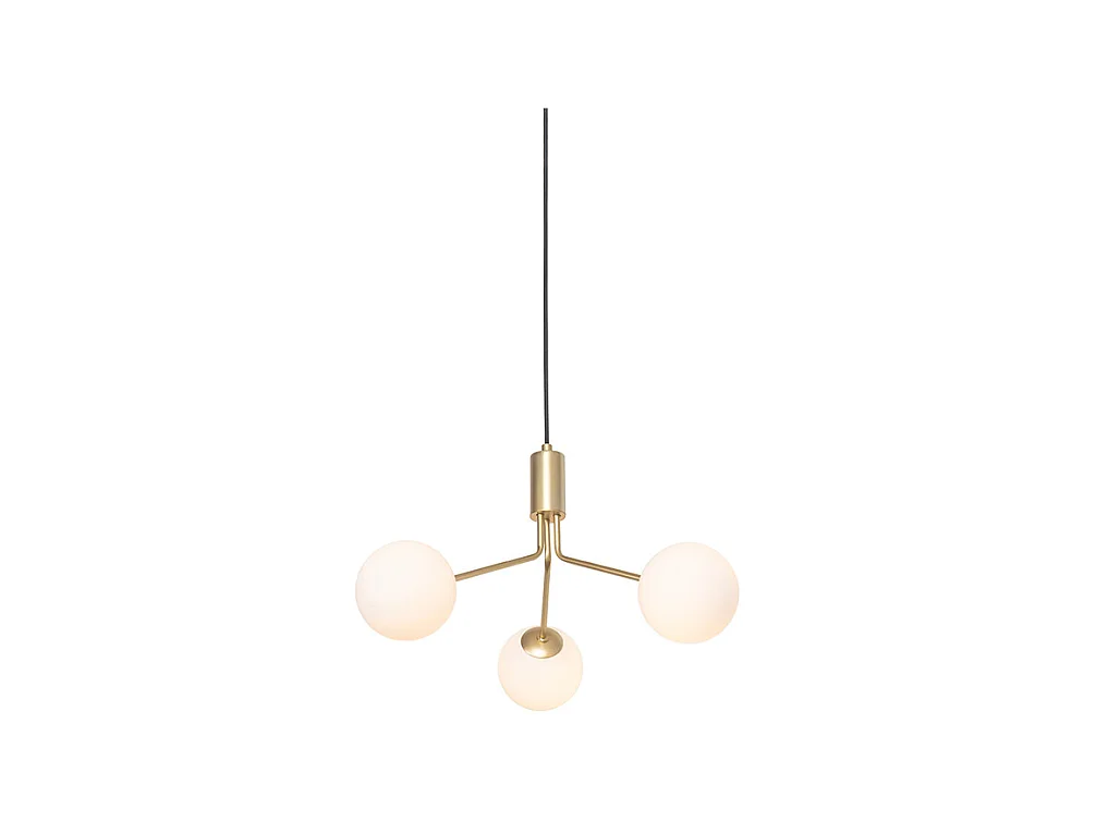 Suspension moderne or avec verre opale 3 lumières - Coby