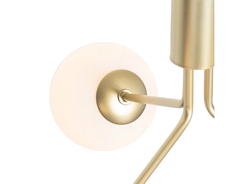 Suspension Art Déco dorée avec verre opale 3 lumières - Coby