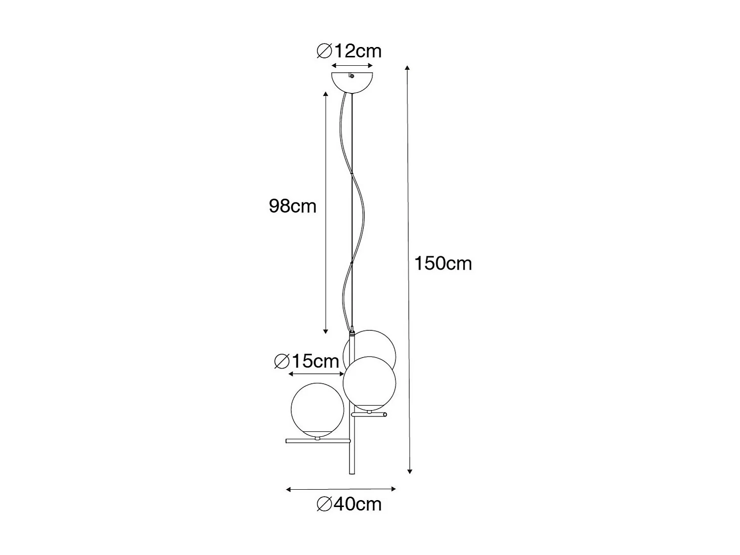 Suspension Art Déco dorée avec verre opale 3 lumières - Flore
