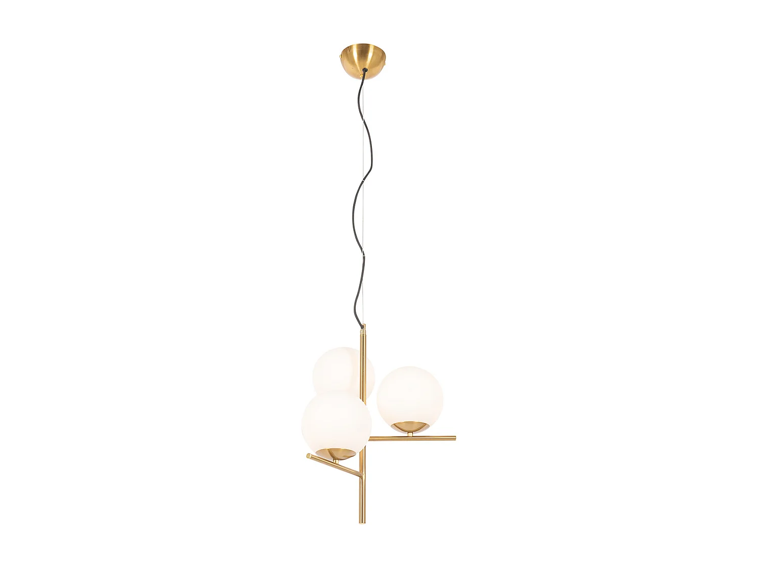 Suspension Art Déco dorée avec verre opale 3 lumières - Flore