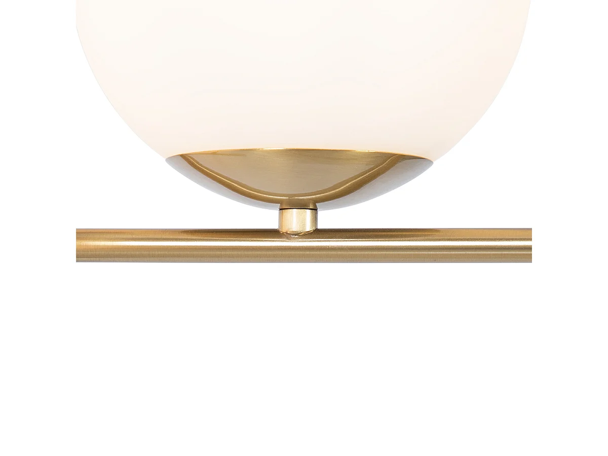 Suspension Art Déco dorée avec verre opale 3 lumières - Flore