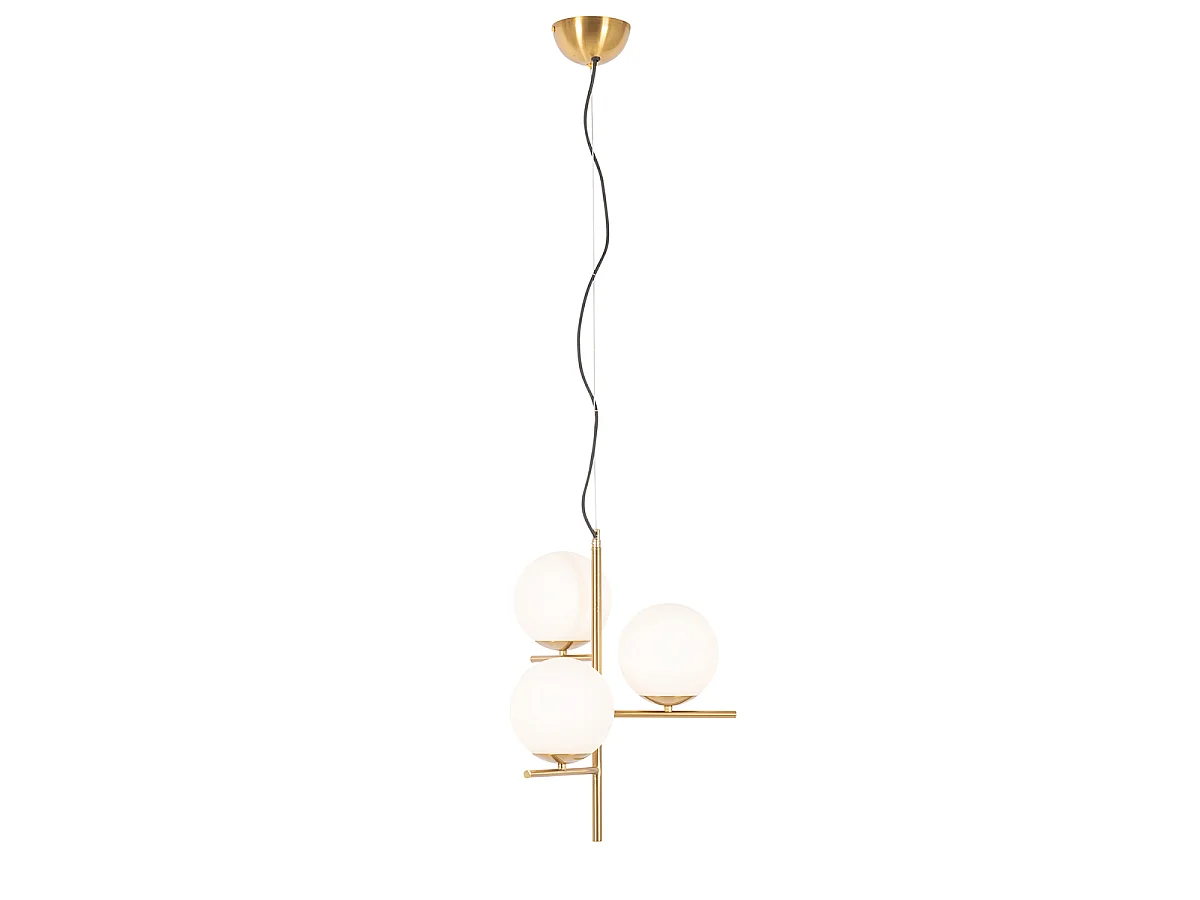 Suspension Art Déco dorée avec verre opale 3 lumières - Flore