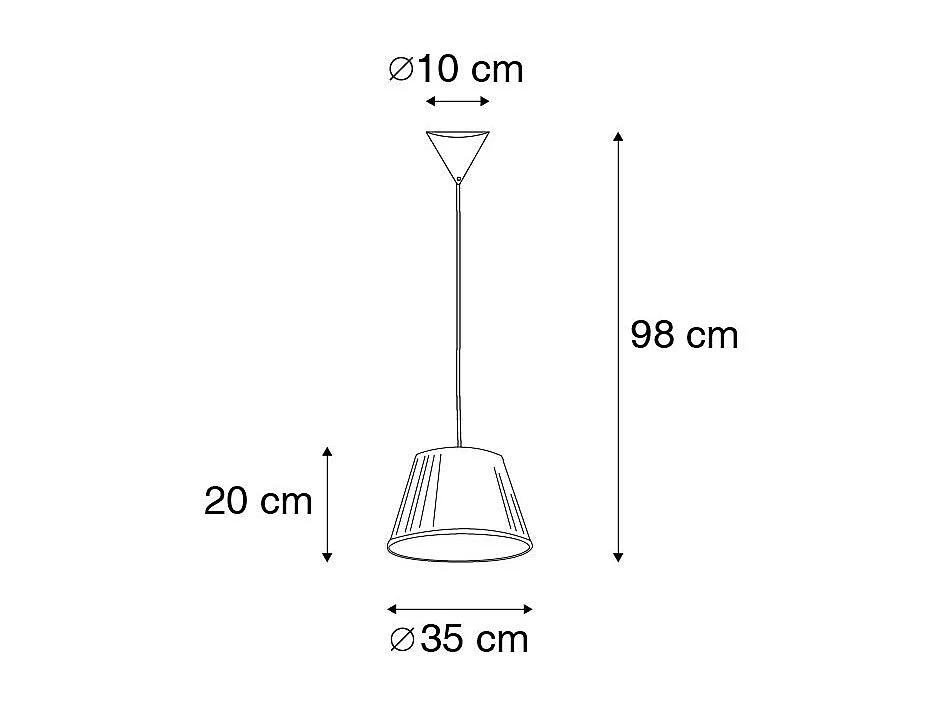 Lampe à suspension rétro blanche 35 cm - Plisse