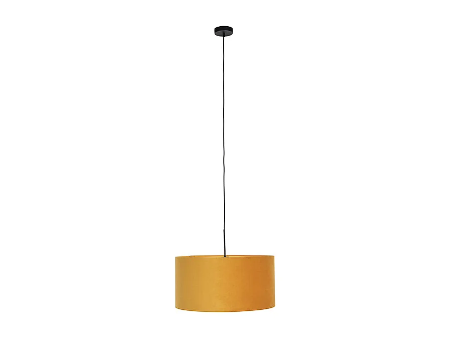 Suspension noire avec abat-jour en velours jaune et or 50 cm - Combi