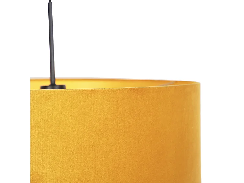 Suspension noire avec abat-jour en velours jaune et or 50 cm - Combi