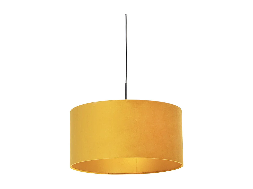Suspension noire avec abat-jour en velours jaune et or 50 cm - Combi