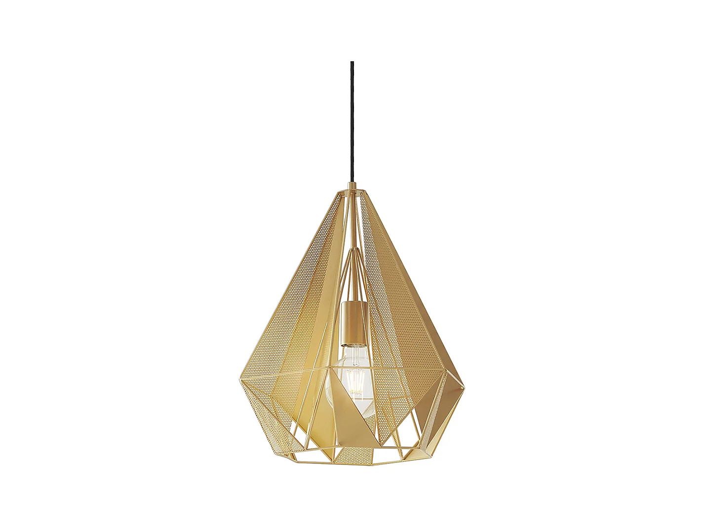 Lampe à suspension industrielle dorée avec maille - Carcasse