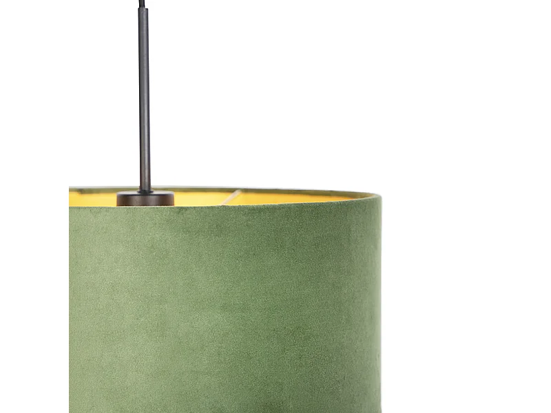 Suspension avec abat-jour en velours vert et or 35 cm - Combi