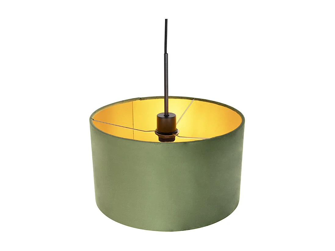 Suspension avec abat-jour en velours vert et or 35 cm - Combi