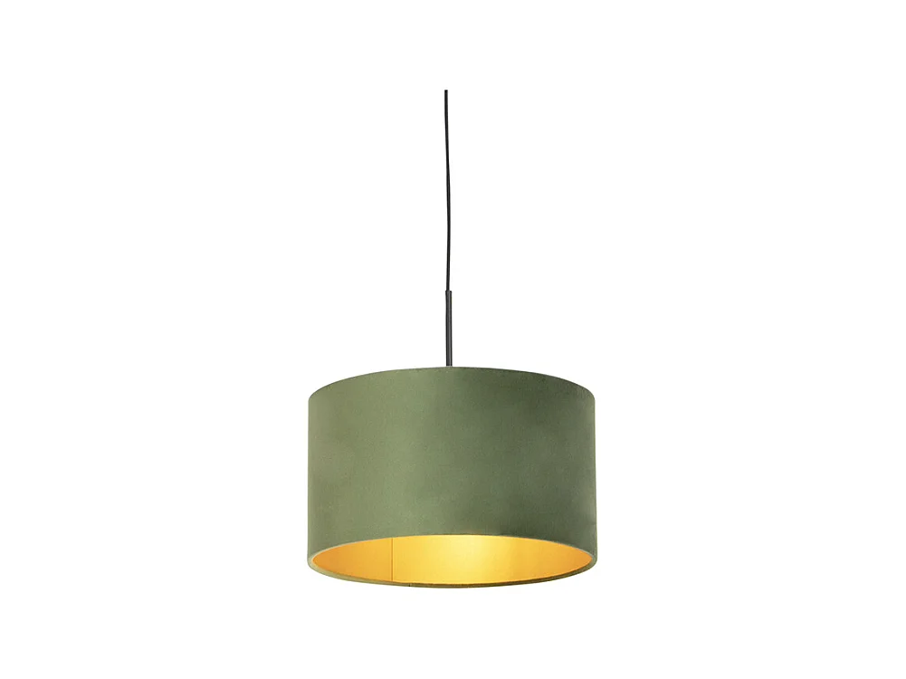 Suspension avec abat-jour en velours vert et or 35 cm - Combi
