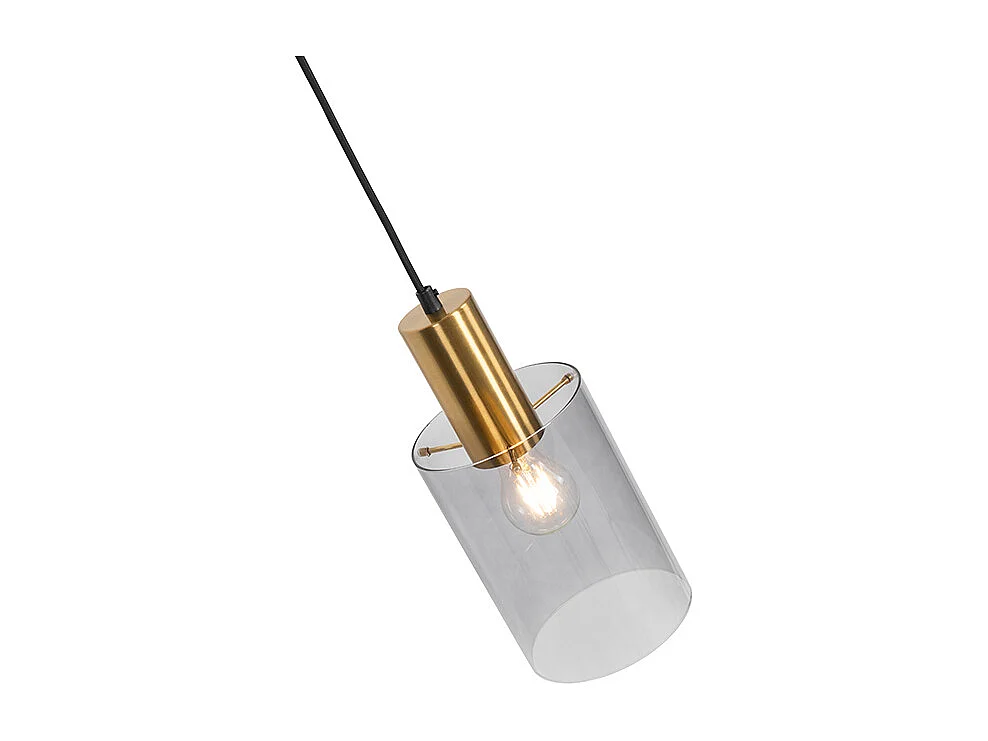 Suspension vintage en laiton avec verre fumé - Vidro