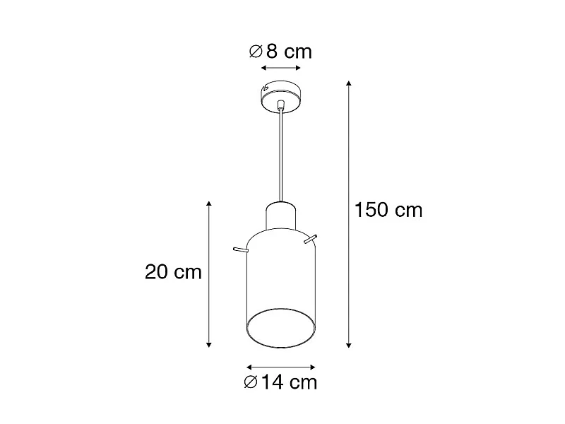 Suspension vintage en laiton avec verre fumé - Vidro