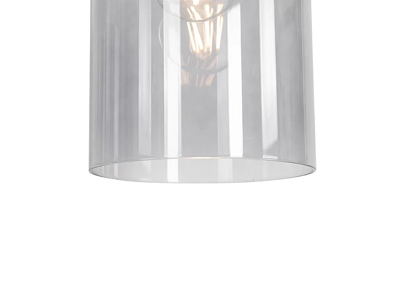 Suspension vintage en laiton avec verre fumé - Vidro