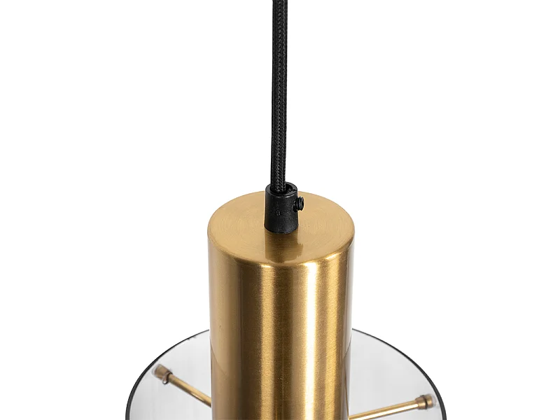 Suspension vintage en laiton avec verre fumé - Vidro