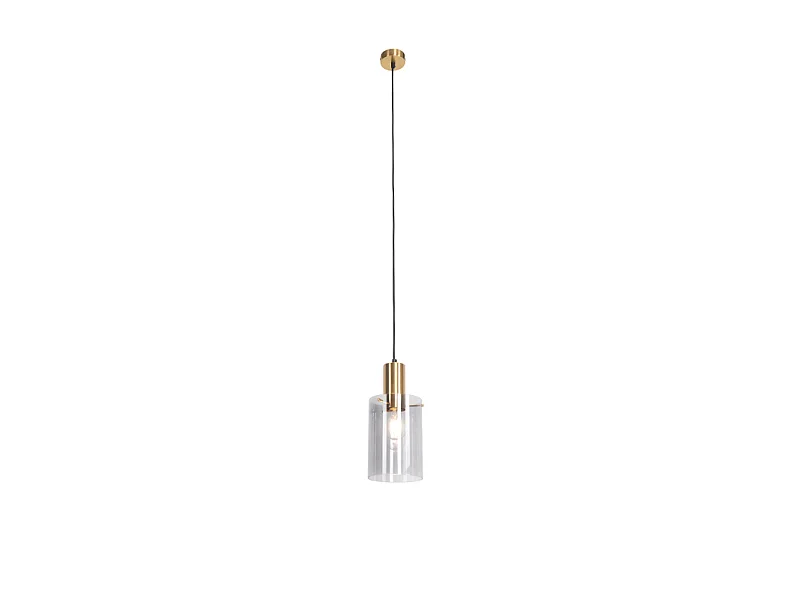Suspension vintage en laiton avec verre fumé - Vidro