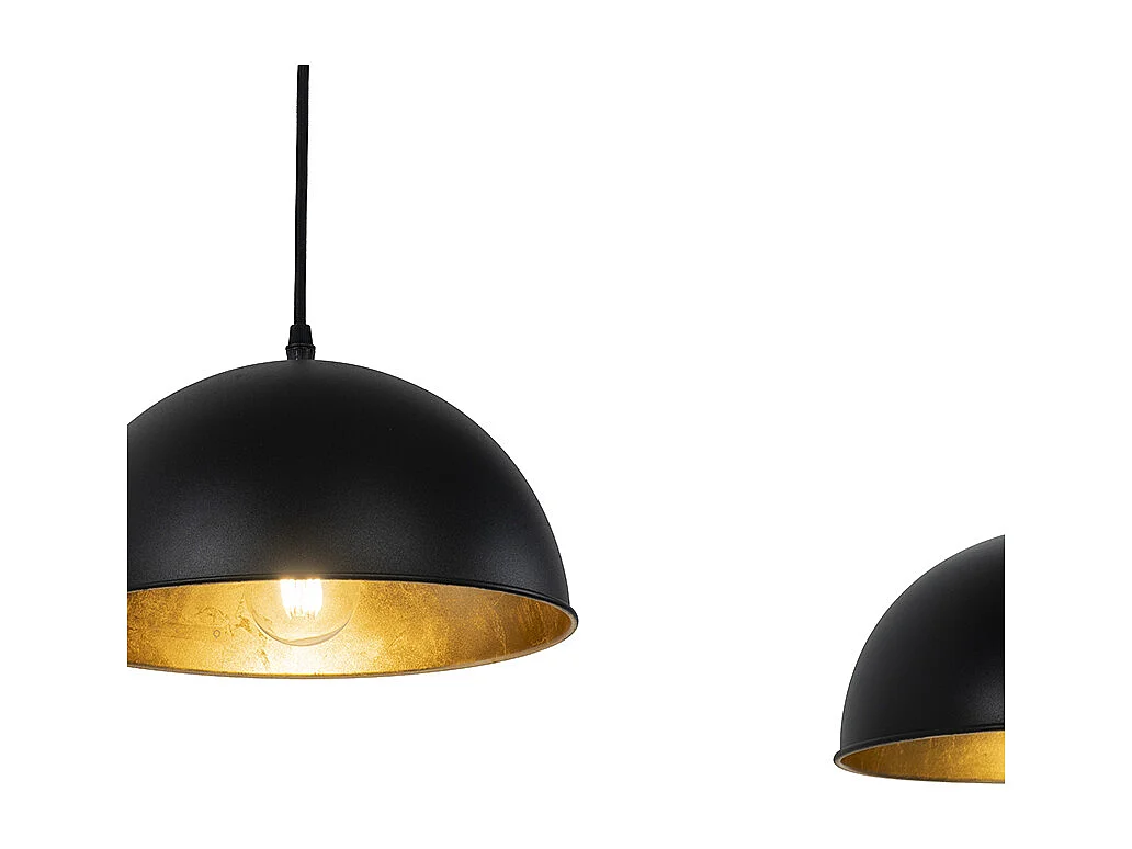 Suspension industrielle noire à 3 lumières dorées - Magnax