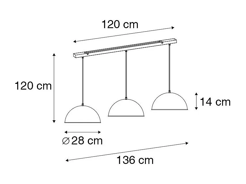 Suspension industrielle noire avec or 3 lumières - Magnax