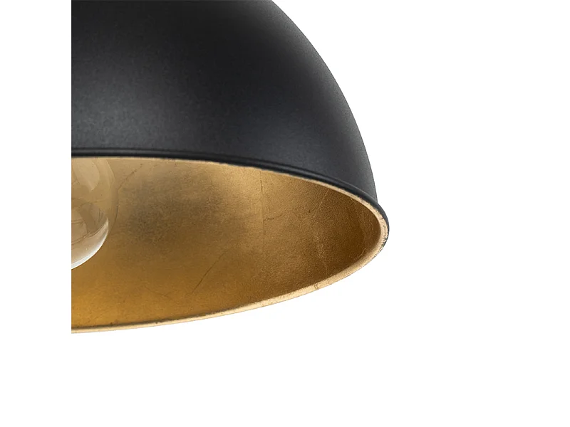 Suspension industrielle noire avec or 3 lumières - Magnax