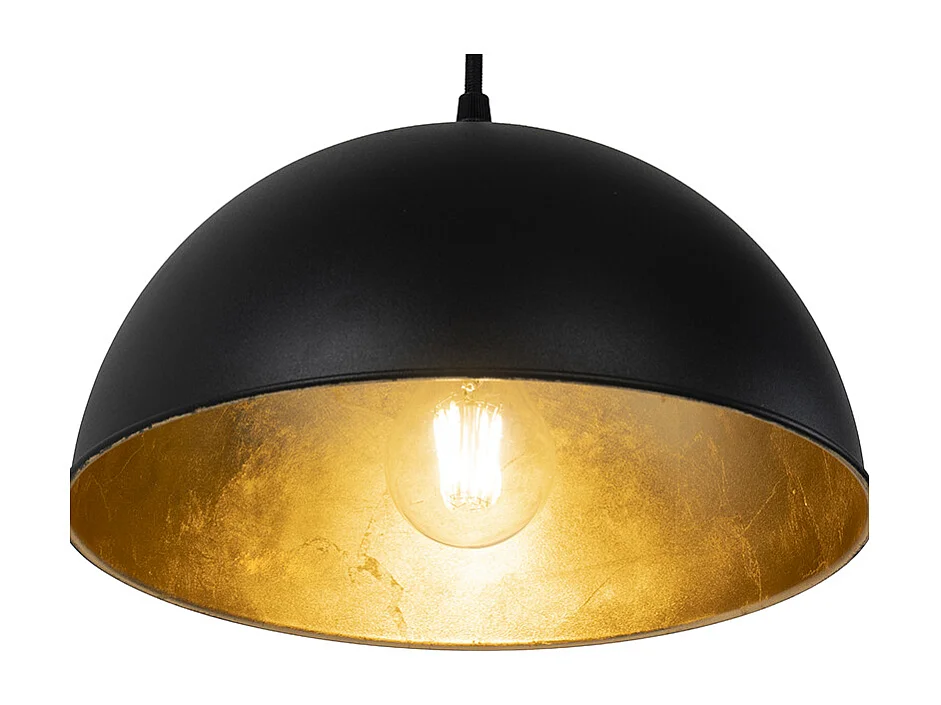 Suspension industrielle noire avec or 3 lumières - Magnax