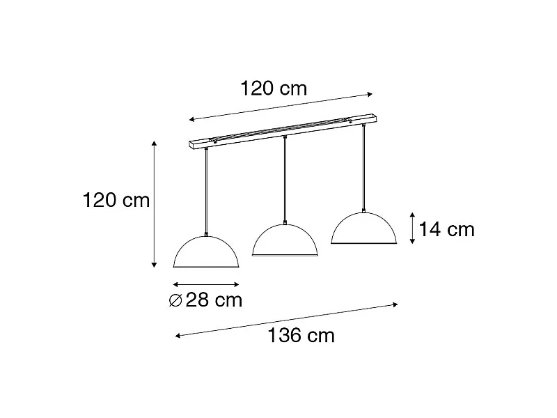 Suspension industrielle noire avec or 3 lumières - Magnax