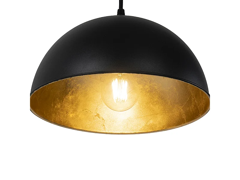Suspension industrielle noire avec or 3 lumières - Magnax